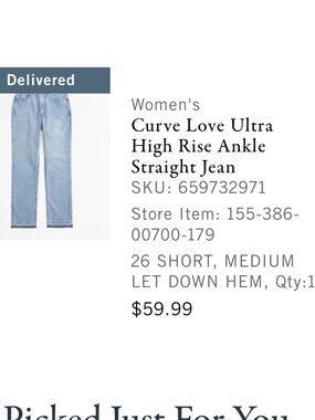Abercrombie Ultra High Rise Ankle Straight Jeans -Curve Love